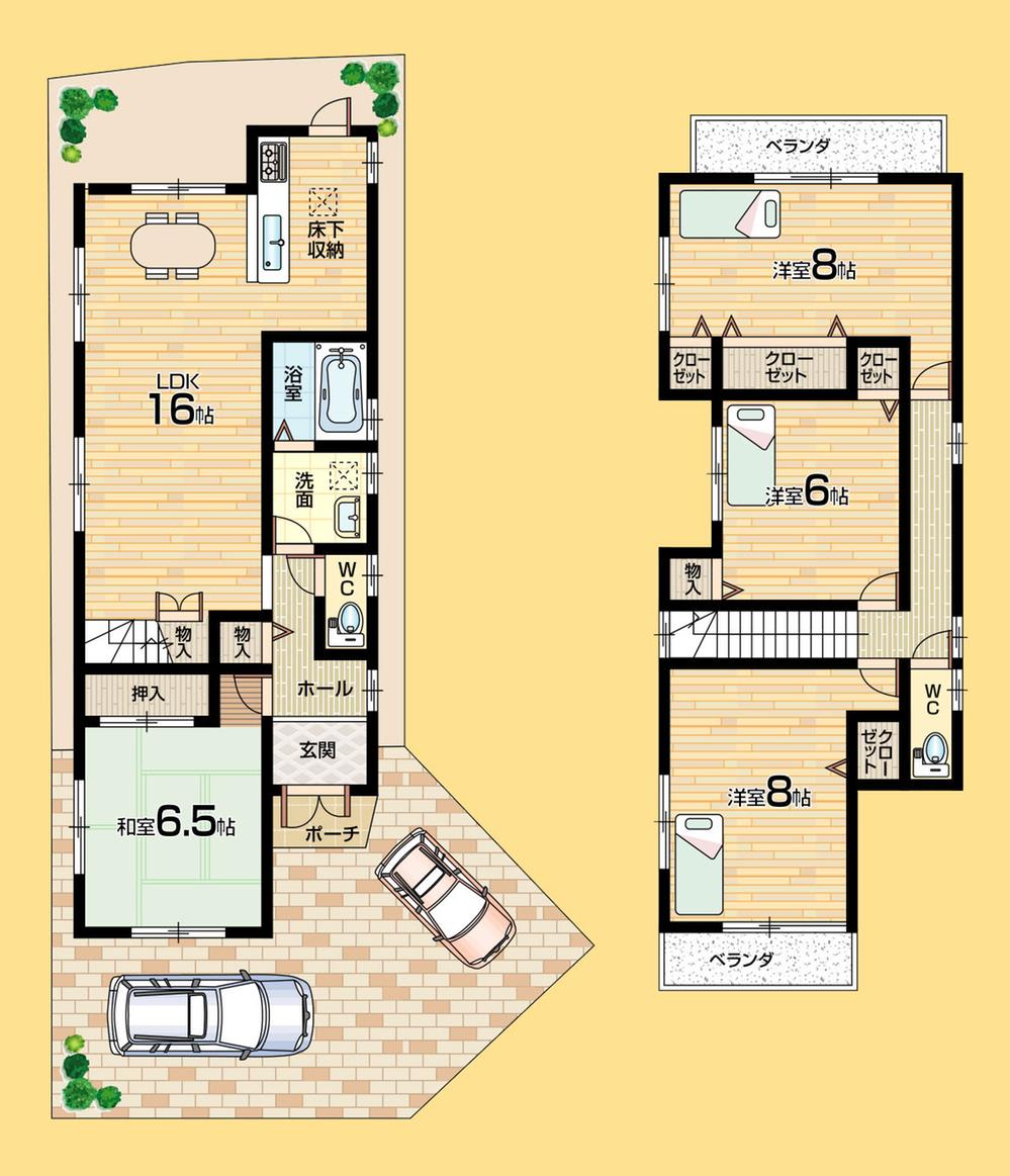 Floor plan. (No. 6 locations), Price 20 million yen, 4LDK, Land area 111.99 sq m , Building area 104.22 sq m
