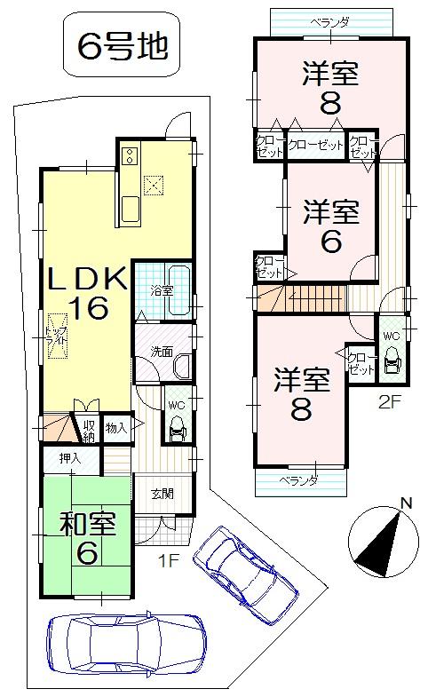 Floor plan. (No. 6 locations), Price 20 million yen, 4LDK, Land area 111.99 sq m , Building area 104.22 sq m