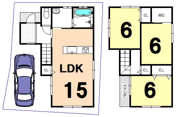 Building plan example (floor plan). Building plan example Building price      Ten thousand yen, Building area    sq m