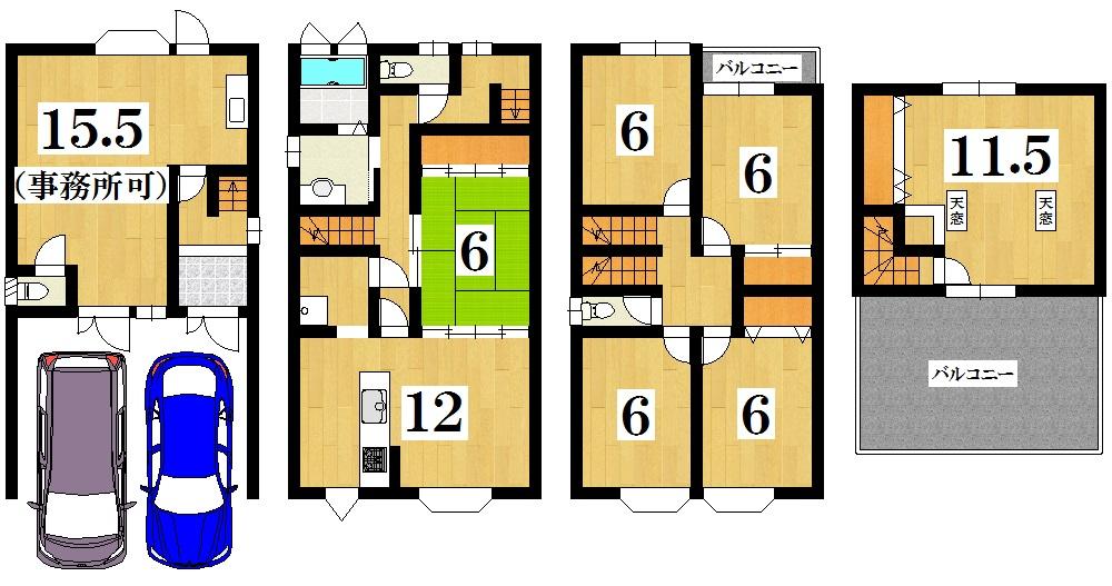 Floor plan. 17.8 million yen, 7LDK, Land area 67.71 sq m , Building area 157.95 sq m