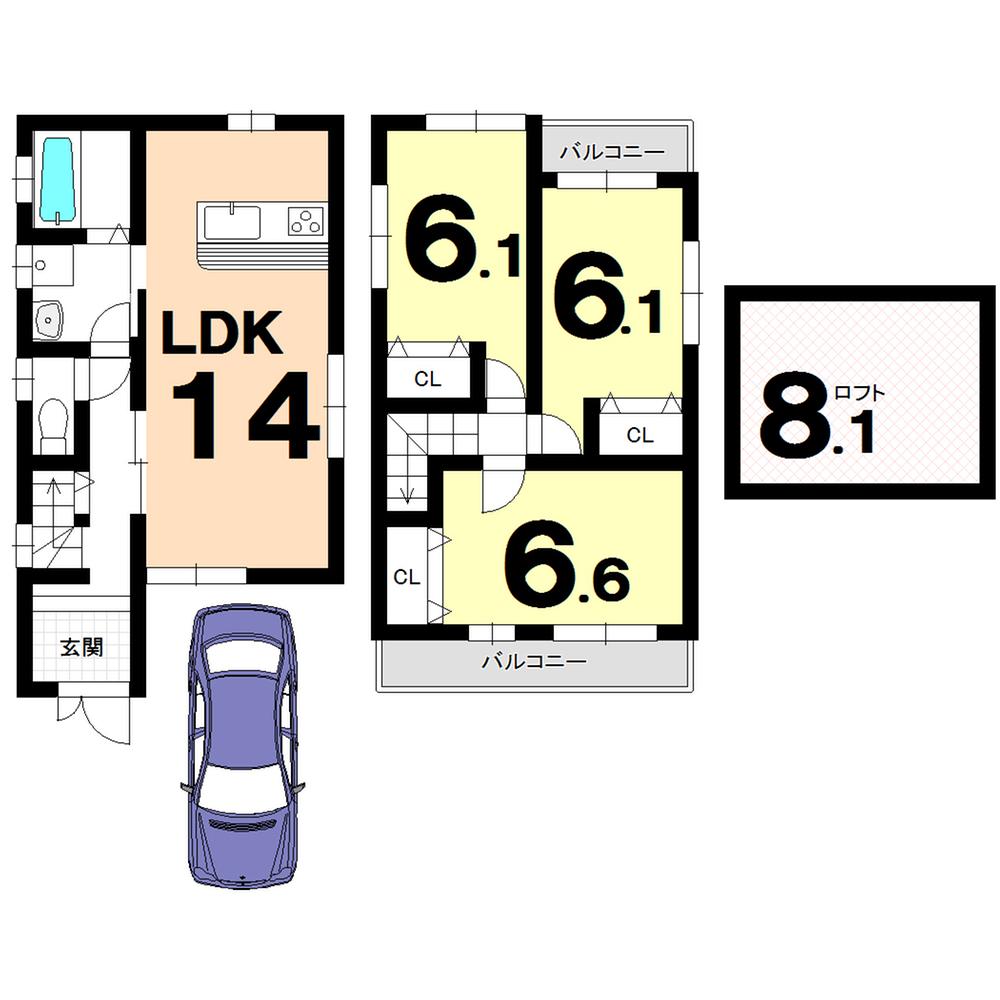 Building plan example (floor plan). Building plan example Building price   13.3 million yen, Building area 76.48 sq m