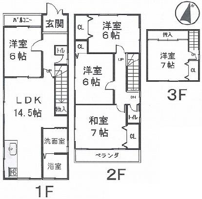 Floor plan. 14.9 million yen, 5LDK, Land area 85.04 sq m , Building area 115.02 sq m