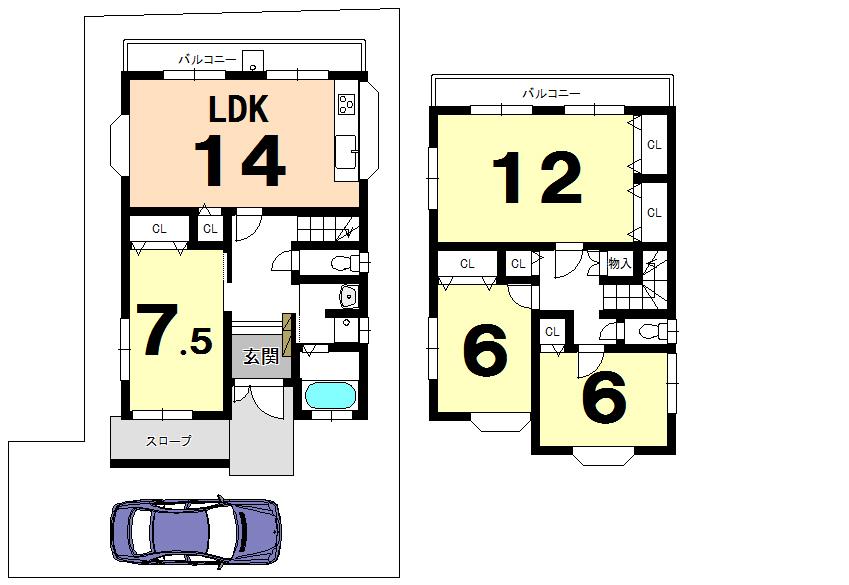 Floor plan. 28.8 million yen, 4LDK, Land area 127.42 sq m , Building area 109.35 sq m