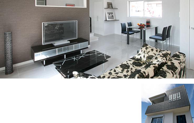 LDK, which was adopted skip floor, Kitchen above, Under a living. You may view from the kitchen, How you can see well for children to play in one step lower living. . LDK, which was adopted skip floor, Kitchen above, Under a living. 