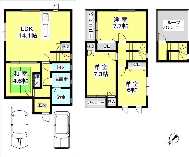 Floor plan. 27,800,000 yen, 4LDK, Land area 88.21 sq m , Building area 91.7 sq m