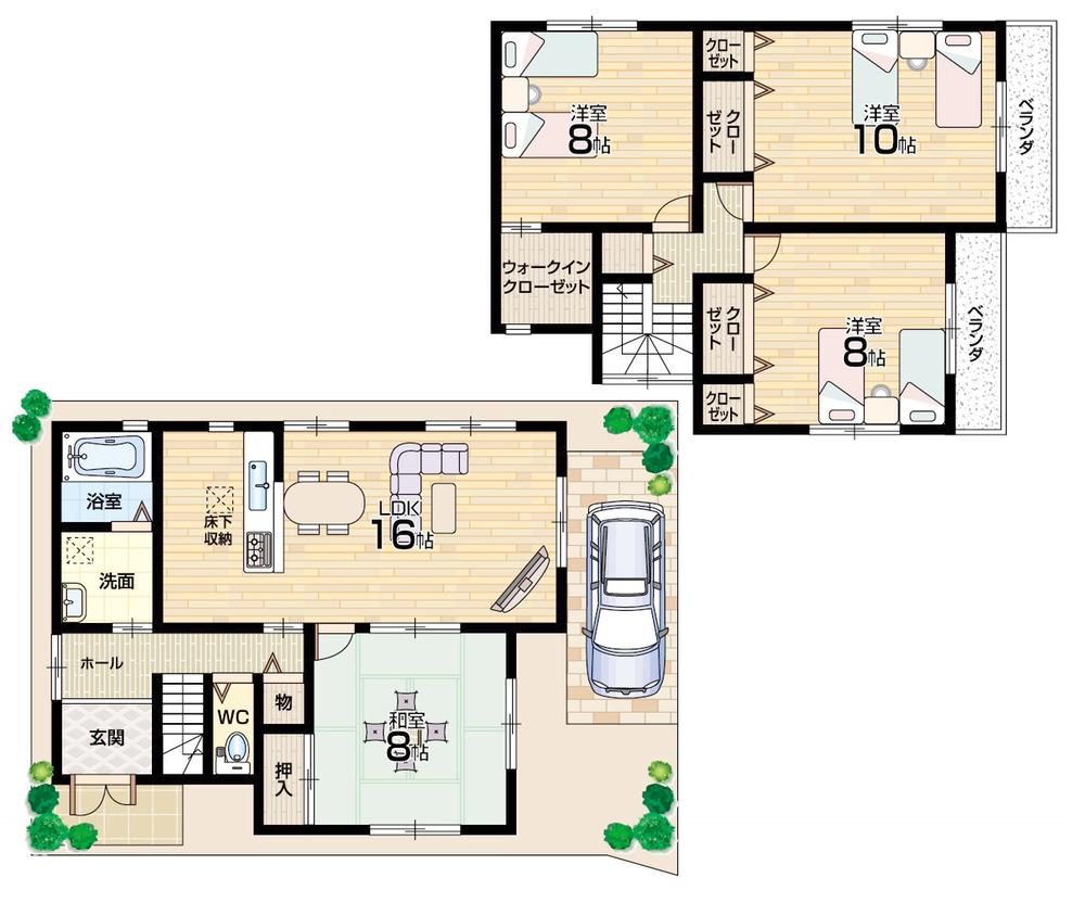 Floor plan. 22 million yen, 4LDK, Land area 100.71 sq m , Building area 115.02 sq m spacious 4LDK! Face-to-face system Kitchen!