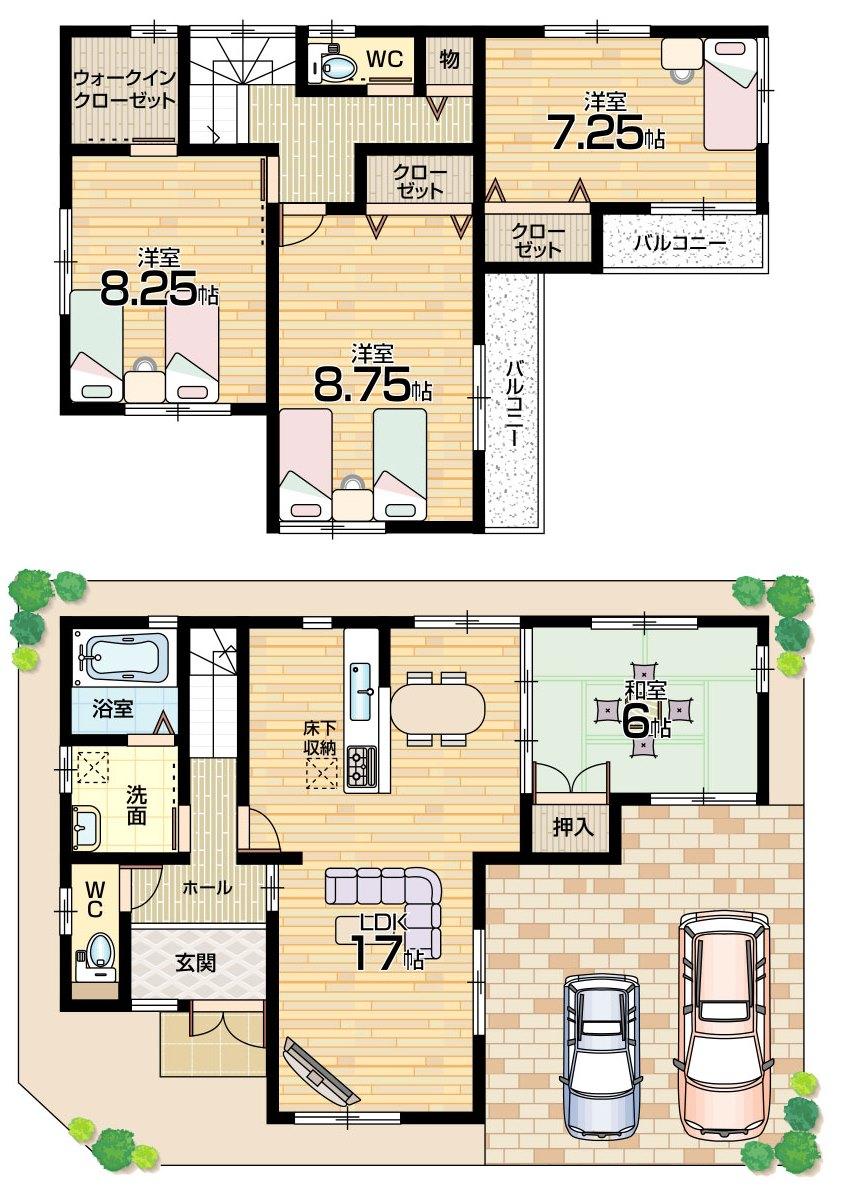 Floor plan. 22.1 million yen, 4LDK, Land area 100.28 sq m , Building area 110.98 sq m