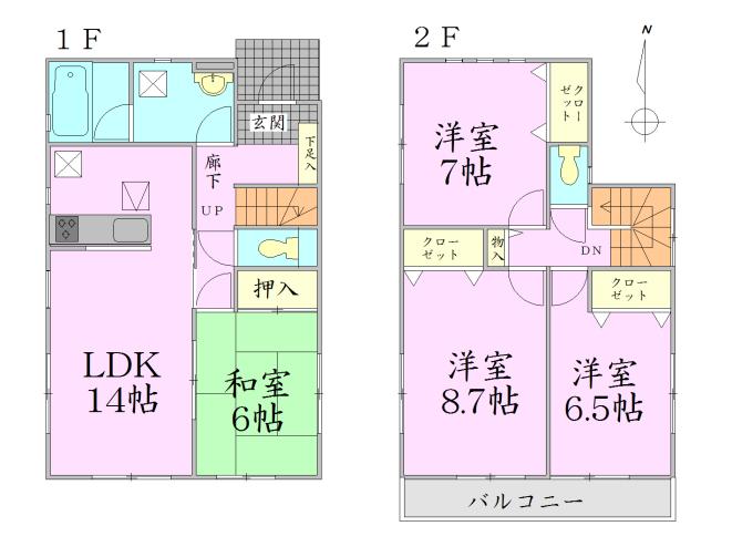 Floor plan. 17.5 million yen, 4LDK, Land area 165.06 sq m , Building area 98.01 sq m