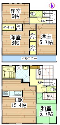 Floor plan. 18.9 million yen, 4LDK, Land area 210.15 sq m , Building area 96.39 sq m