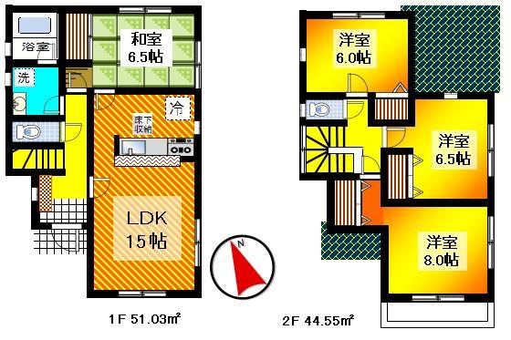 Floor plan. (3 Building), Price 18.9 million yen, 4LDK, Land area 146.22 sq m , Building area 95.58 sq m