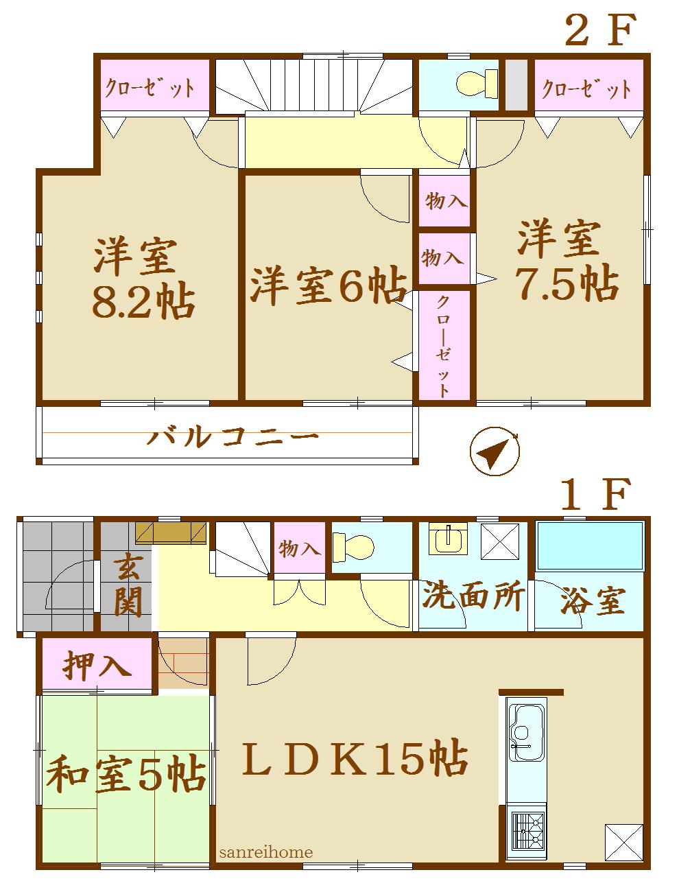 Floor plan. (1 Building), Price 22,900,000 yen, 4LDK, Land area 166.92 sq m , Building area 98.01 sq m