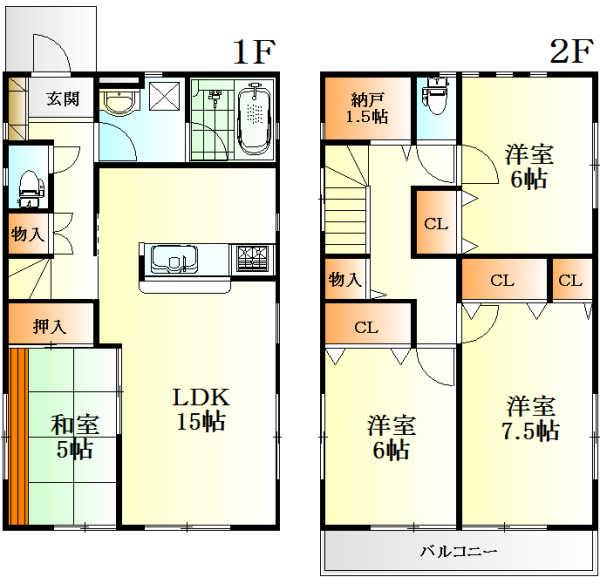 Floor plan. 16,900,000 yen, 4LDK, Land area 165.3 sq m , Building area 97.2 sq m