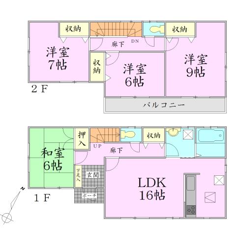Floor plan. 25,400,000 yen, 4LDK, Land area 173.73 sq m , Building area 105.99 sq m