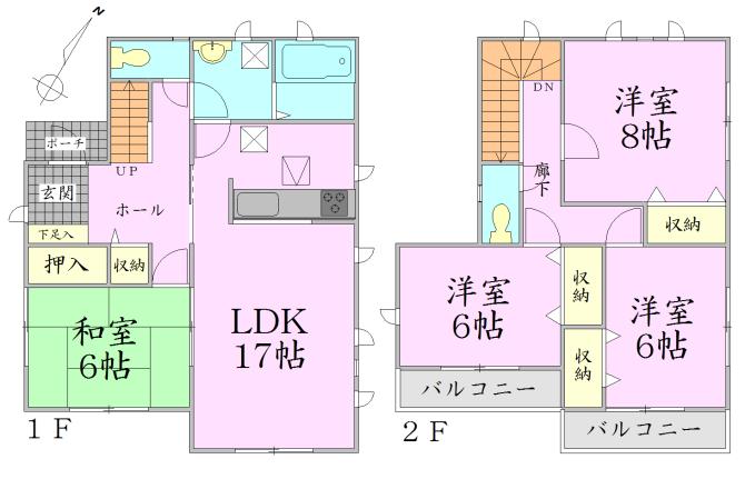 Floor plan. 26,800,000 yen, 4LDK, Land area 228.44 sq m , Building area 105.98 sq m