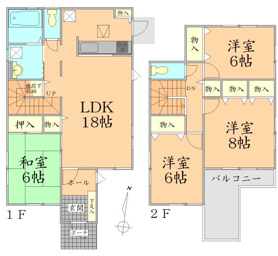 Floor plan. 27,800,000 yen, 4LDK, Land area 185.95 sq m , Building area 110.12 sq m