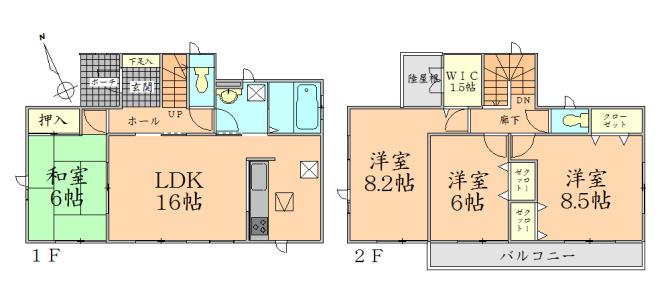 Floor plan. 25,800,000 yen, 4LDK + S (storeroom), Land area 182.31 sq m , Building area 105.99 sq m