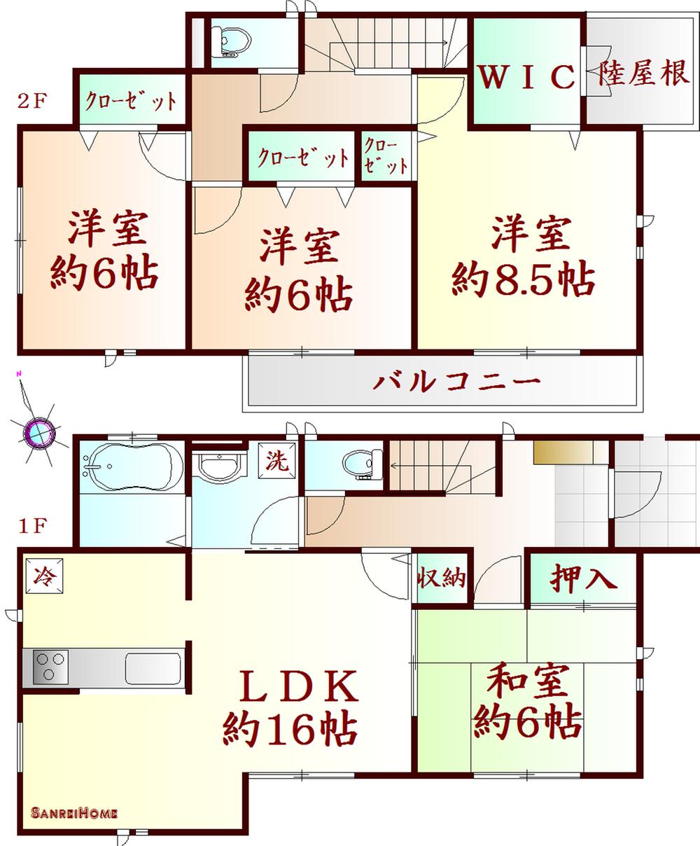 Floor plan. (7 Building), Price 26,800,000 yen, 4LDK, Land area 172.45 sq m , Building area 105.16 sq m