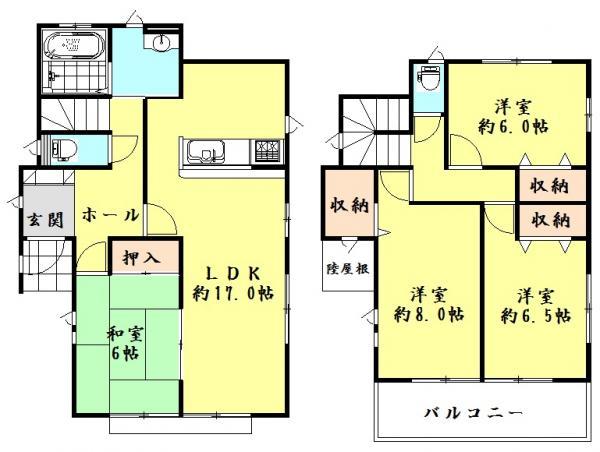Floor plan. 24,800,000 yen, 4LDK, Land area 155.29 sq m , Building area 105.98 sq m