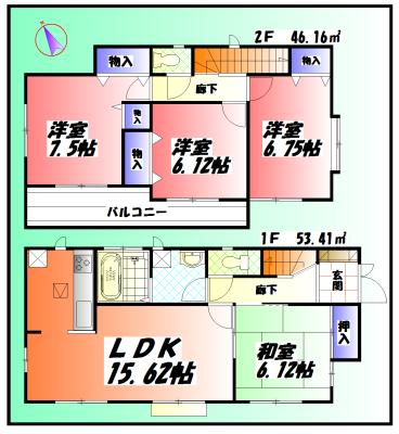 Floor plan. 17.8 million yen, 4LDK, Land area 118.81 sq m , Building area 99.57 sq m