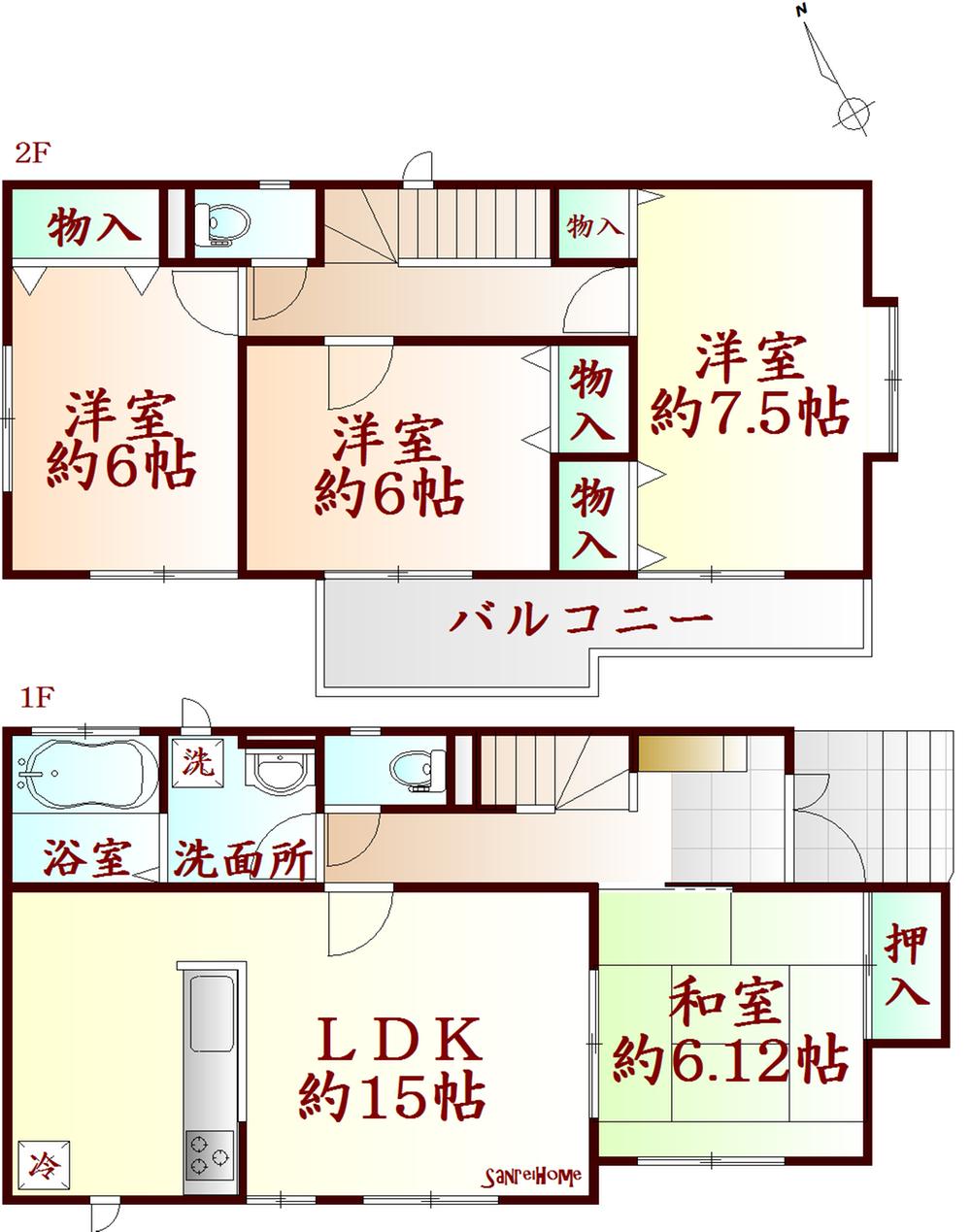 Floor plan. (B Building), Price 17.8 million yen, 4LDK, Land area 118.8 sq m , Building area 98.74 sq m