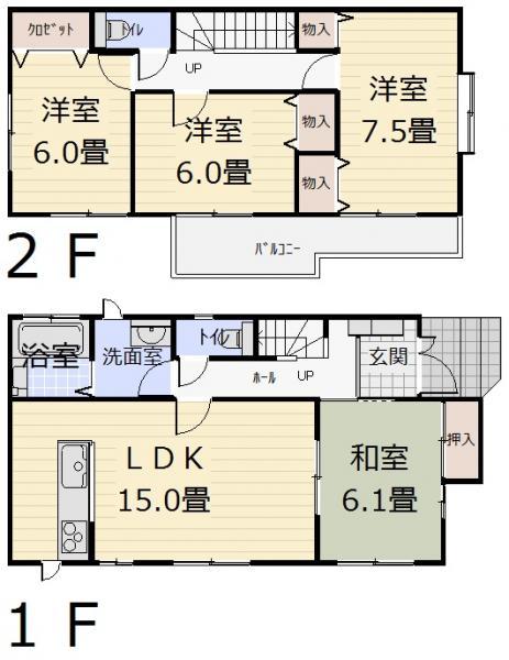 Floor plan. 17.2 million yen, 4LDK, Land area 118.8 sq m , Building area 98.74 sq m