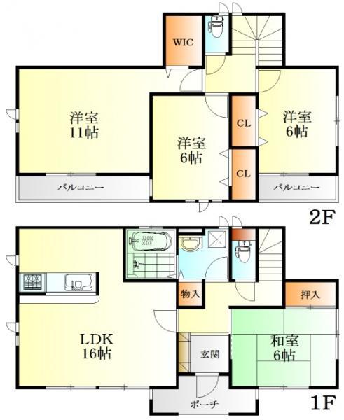 Floor plan. 27,800,000 yen, 4LDK, Land area 215.82 sq m , Building area 105.99 sq m