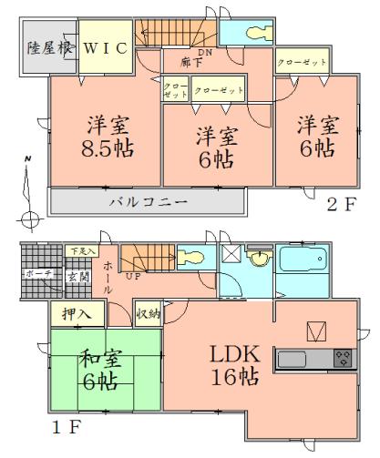 Floor plan. 26,800,000 yen, 4LDK + S (storeroom), Land area 172.5 sq m , Building area 105.16 sq m