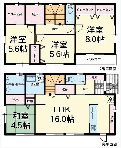 Floor plan. 28 million yen, 4LDK + S (storeroom), Land area 186.39 sq m , Building area 104.33 sq m floor plan