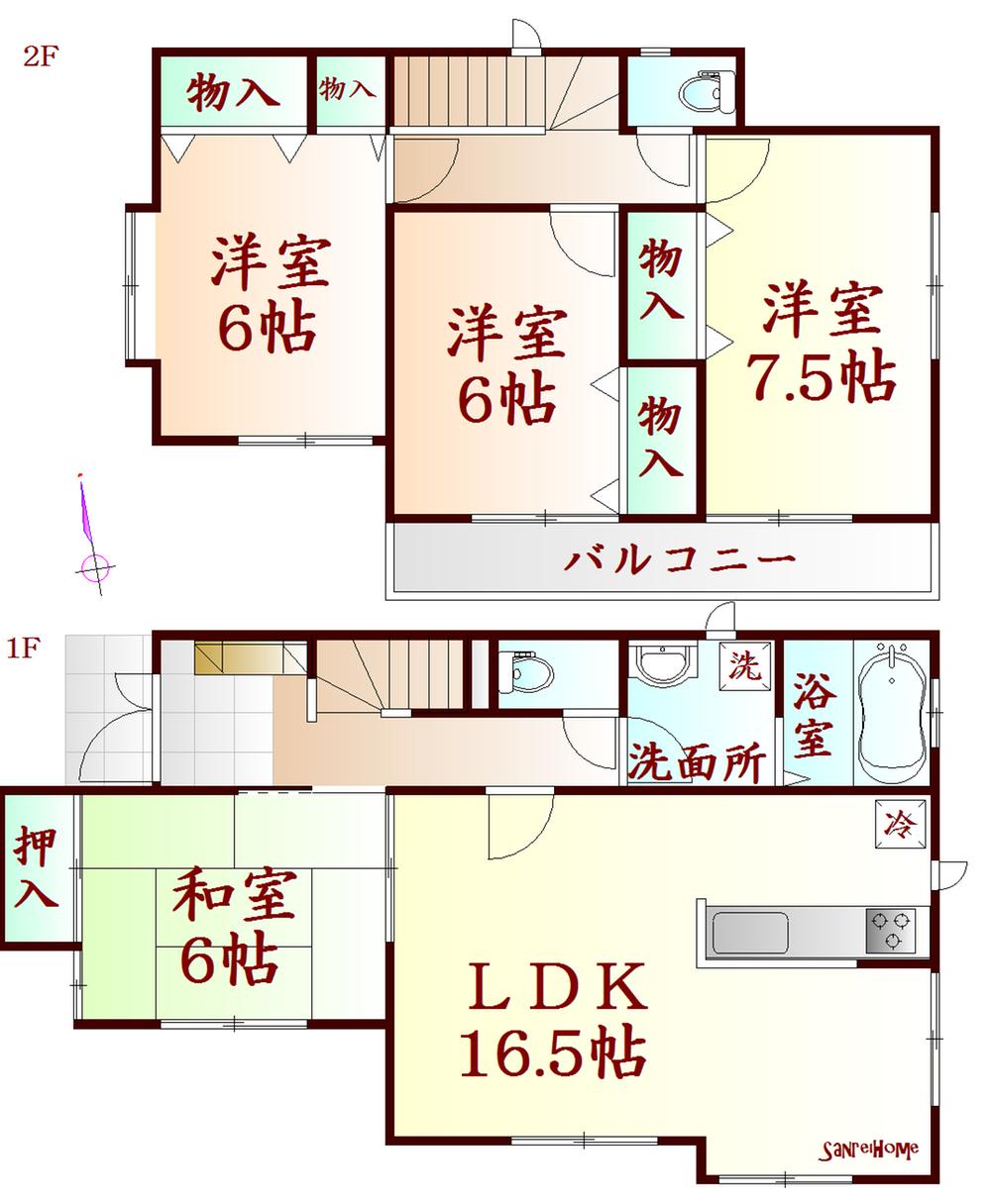 Floor plan. 18.4 million yen, 4LDK, Land area 136.7 sq m , Building area 100.61 sq m