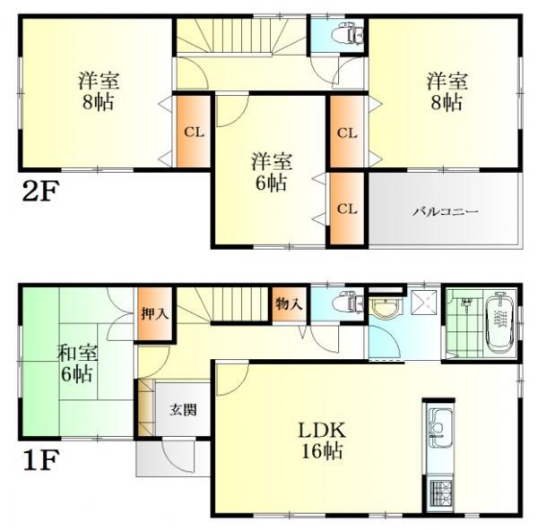 Floor plan. 24.5 million yen, 4LDK, Land area 168.23 sq m , Building area 105.99 sq m