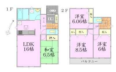 Floor plan. 22,800,000 yen, 4LDK, Land area 135.79 sq m , Building area 99.78 sq m