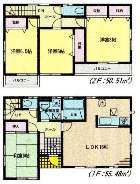Floor plan. 22,400,000 yen, 4LDK, Land area 172.38 sq m , Building area 105.99 sq m