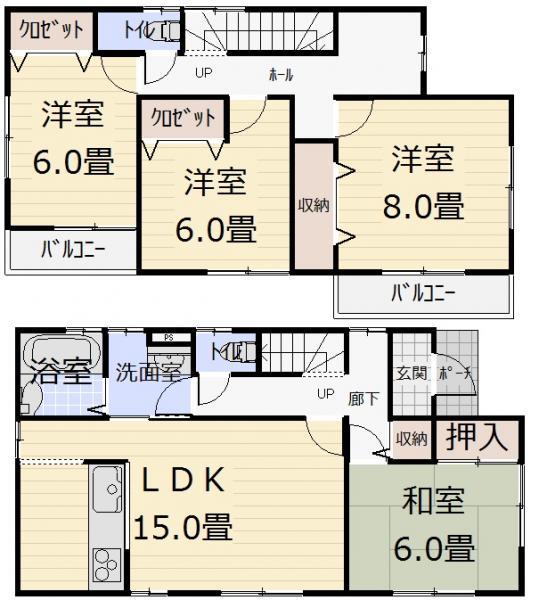Floor plan. 23,900,000 yen, 4LDK, Land area 161.8 sq m , Building area 105.99 sq m