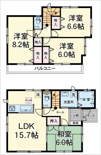 Floor plan. (E Building), Price 26,800,000 yen, 4LDK, Land area 138.48 sq m , Building area 97.08 sq m