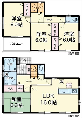 Floor plan. (Building 2), Price 20.8 million yen, 4LDK, Land area 232.05 sq m , Building area 105.98 sq m