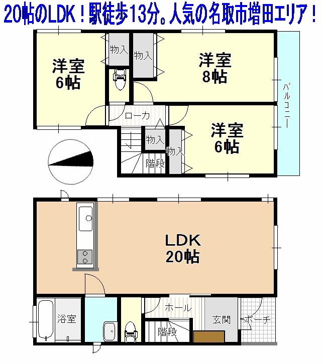 Floor plan. 26.2 million yen, 3LDK, Land area 102.61 sq m , Building area 91.08 sq m