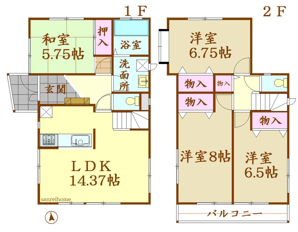 Floor plan. 27,800,000 yen, 4LDK, Land area 106.63 sq m , Building area 96.87 sq m