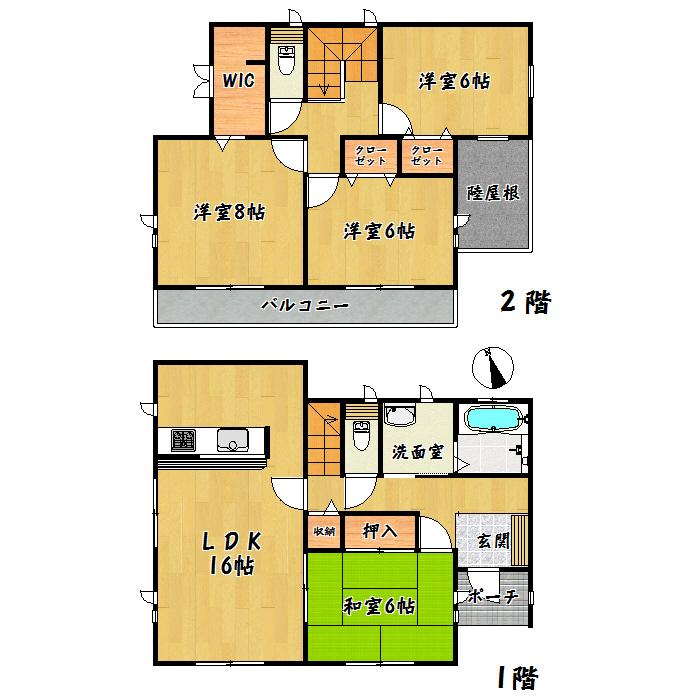 Floor plan. 27,800,000 yen, 4LDK + S (storeroom), Land area 284.97 sq m , Building area 104.74 sq m Natori Natorigaoka 1 Building