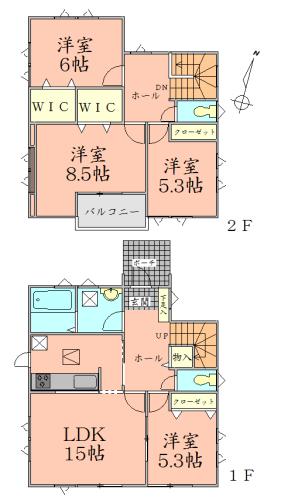 Floor plan. 29.5 million yen, 4LDK + S (storeroom), Land area 189.63 sq m , Building area 102.67 sq m