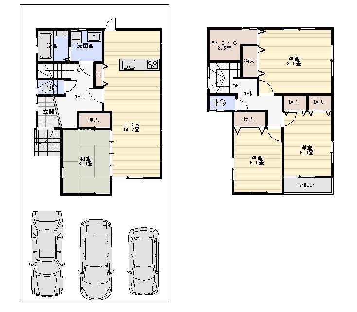 Floor plan. 24,300,000 yen, 4LDK + S (storeroom), Land area 135.58 sq m , Building area 108.06 sq m