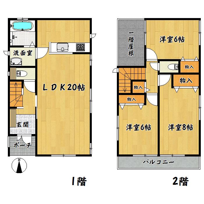 Floor plan. 26.2 million yen, 3LDK, Land area 102.61 sq m , Building area 91.08 sq m Natori Masuda 7-chome Building C