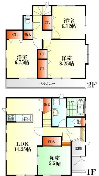 Floor plan. 27.5 million yen, 4LDK, Land area 200.36 sq m , Building area 98.95 sq m