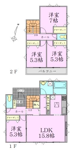 Floor plan. 29.5 million yen, 4LDK, Land area 195.17 sq m , Building area 99.36 sq m