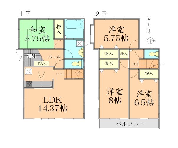 Floor plan. 27,800,000 yen, 4LDK, Land area 106.63 sq m , Building area 96.87 sq m