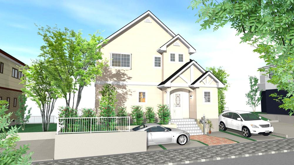 Rendering (appearance).  ■ 2-14-2 ■ (Ltd.) West Japan Real Estate ■ A house with a lot of the entrance housing and living stairs to the stylish appearance