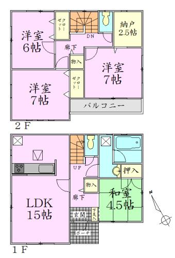 Floor plan. 20,900,000 yen, 4LDK + S (storeroom), Land area 203.88 sq m , Building area 96.79 sq m