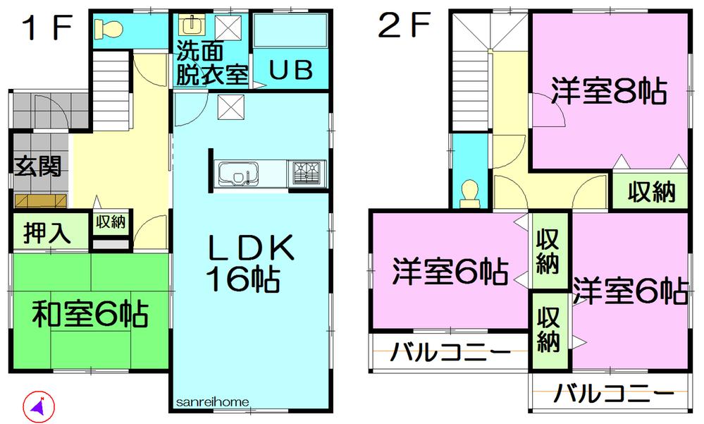 Floor plan. 27,800,000 yen, 4LDK, Land area 161.93 sq m , Building area 105.98 sq m