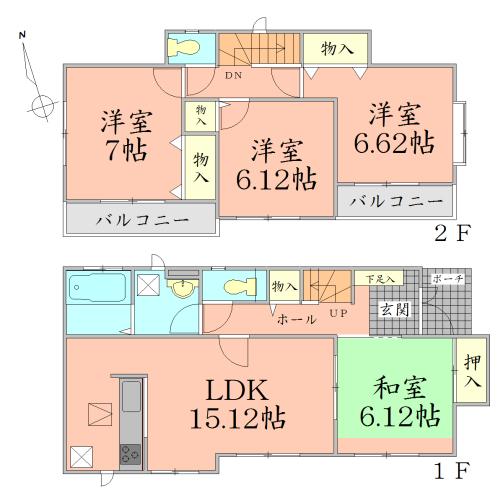 Floor plan. 20,600,000 yen, 4LDK, Land area 115.44 sq m , Building area 97.3 sq m