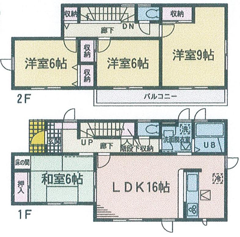 Floor plan. (Building 2), Price 50,800,000 yen, 4LDK, Land area 167.87 sq m , Building area 105.98 sq m