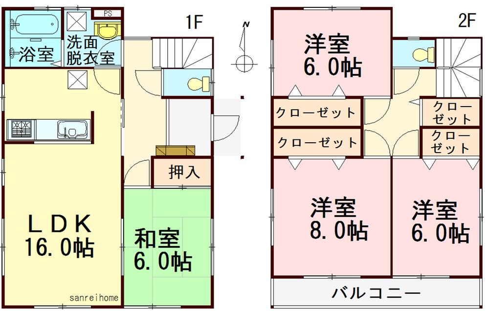Floor plan. 34,500,000 yen, 4LDK, Land area 170.02 sq m , Building area 105.16 sq m